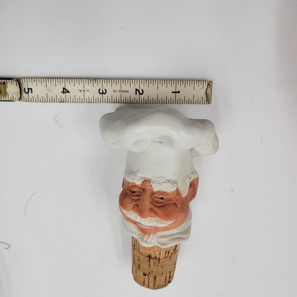 Handblown Glass Flask With Chefs Head Stopper No Markings Amazing Detail - Picture 8 of 8